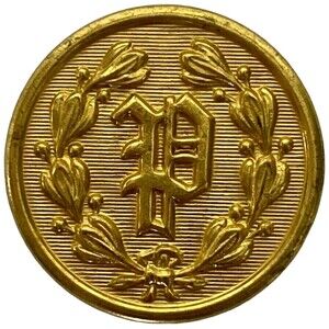 Waterbury Co's Conn Initial "P" Police Uniform Goldtone Metal  Shank Button